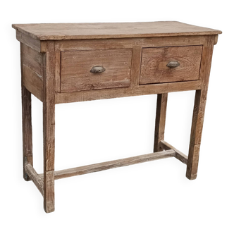 Deep console in old wood with two drawers