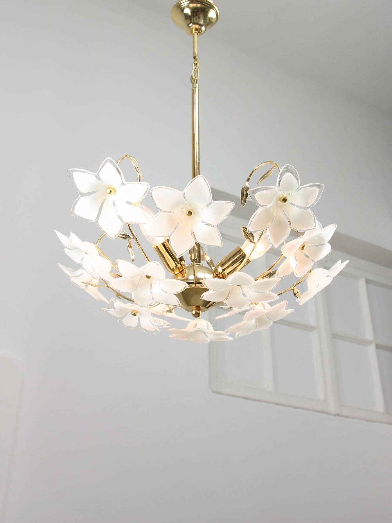 Vintage Italian Murano Glass Flower Chandelier