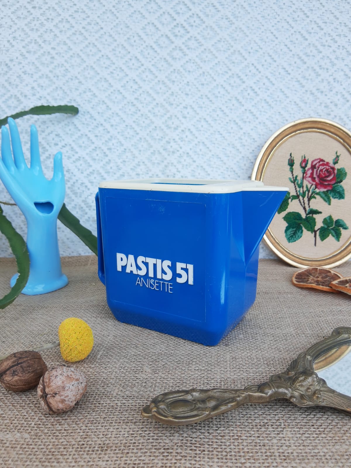 Vintage pastis 51 blue plastic decanter