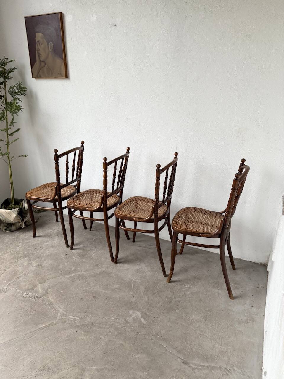 Set of 4 Fischel cane bistro chairs
