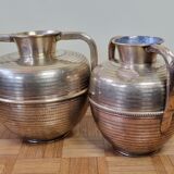 Pair of brass jars with double handles, Moroccan craftsmanship