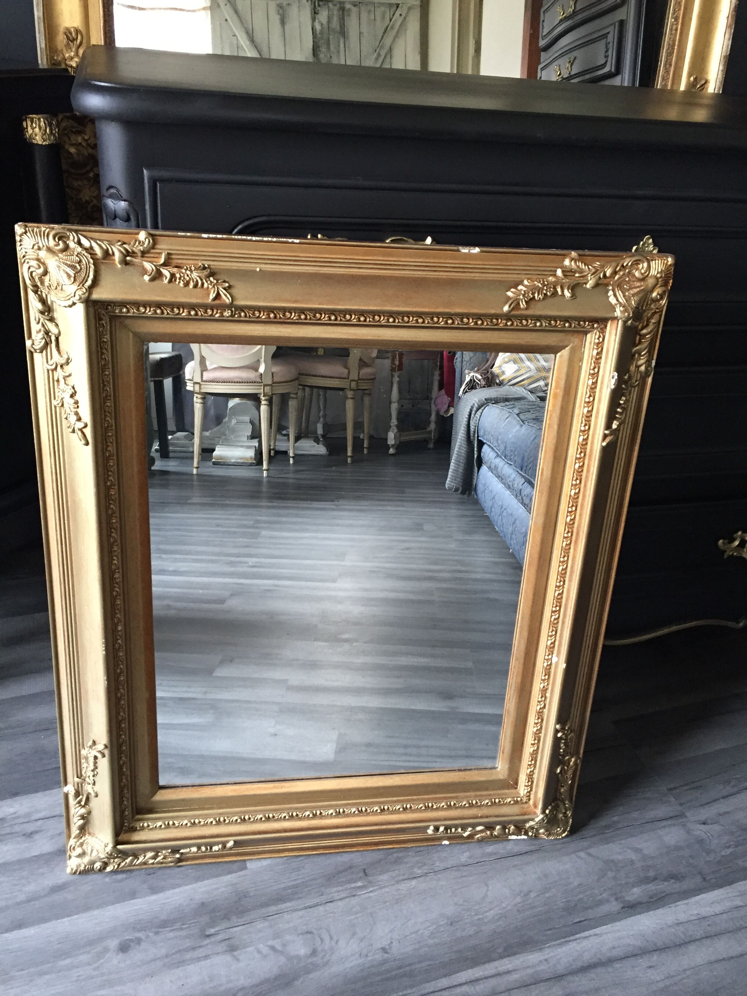 Golden antique mirror