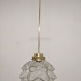 Glass and brass flower pendant lamp in art deco style