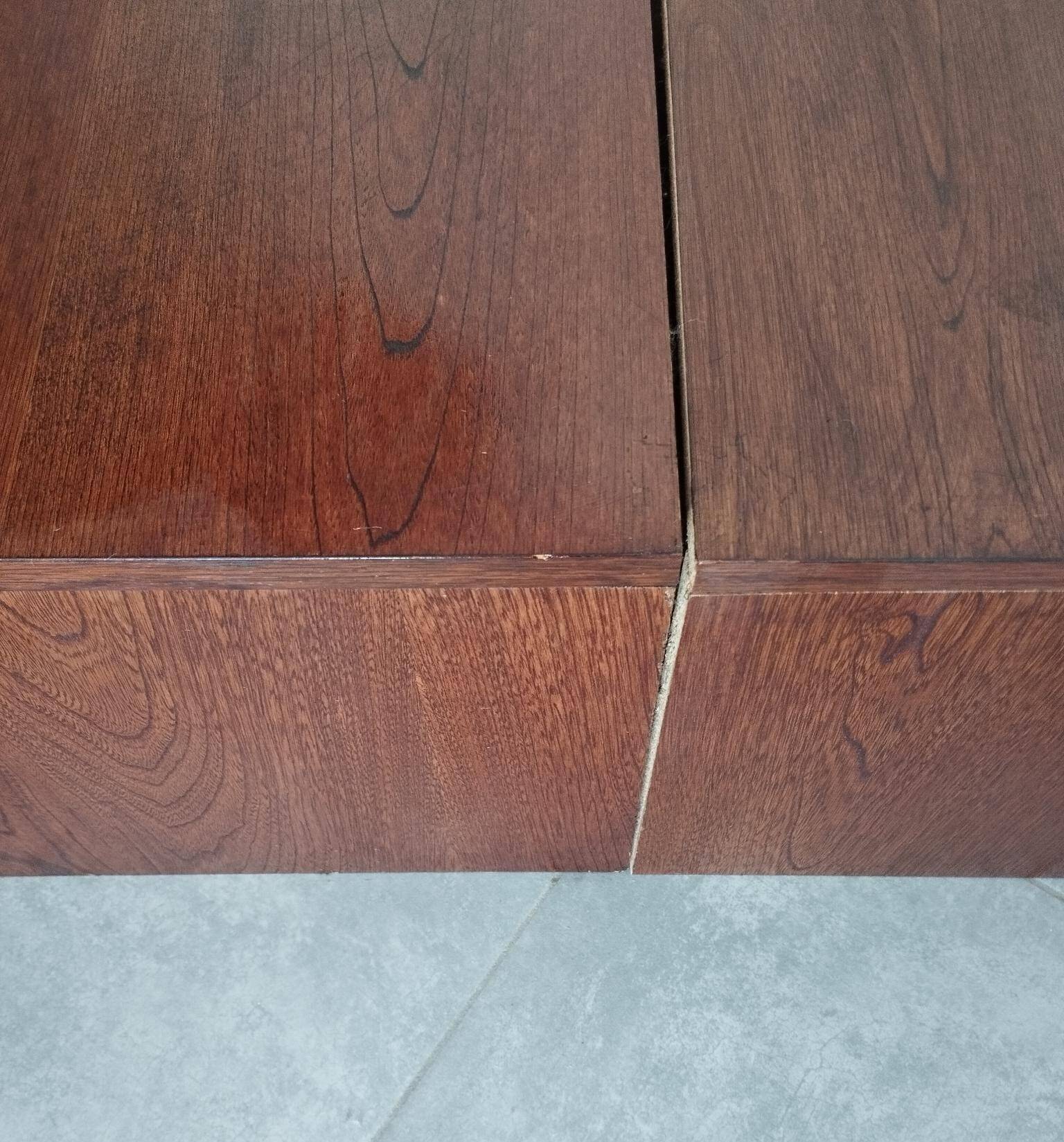 Pair of vintage Scandinavian design modules, bedside table, chest of drawers, sideboard, table.