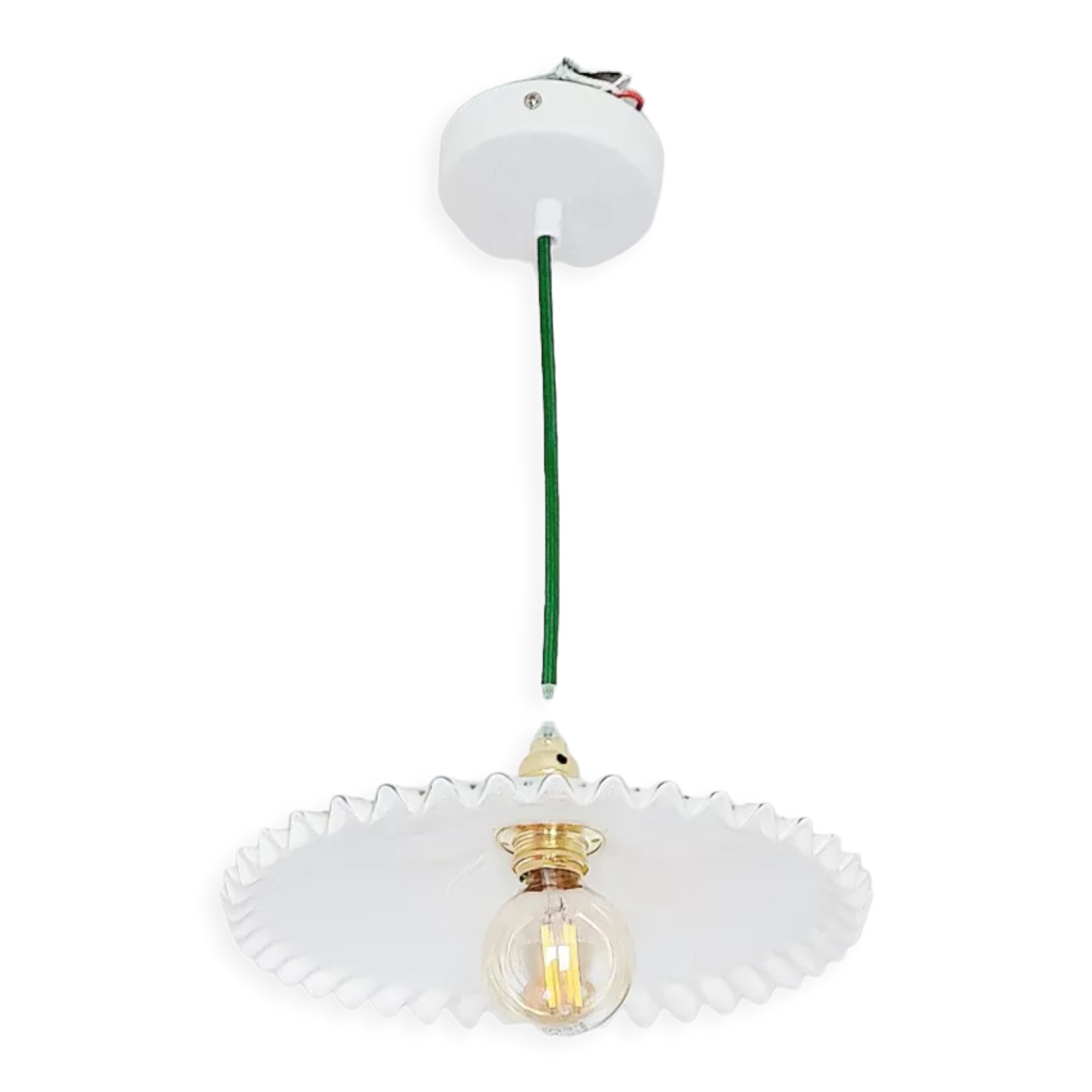 Vintage white opaline pendant lamp
