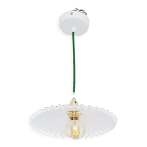 Suspension opaline vintage - blanche