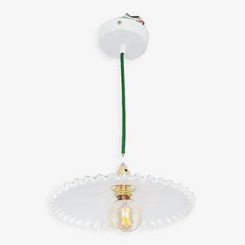 Vintage white opaline pendant lamp