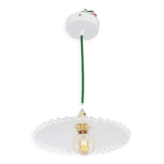 Vintage white opaline pendant lamp