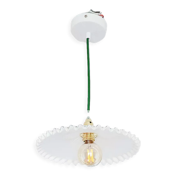 Vintage white opaline pendant lamp