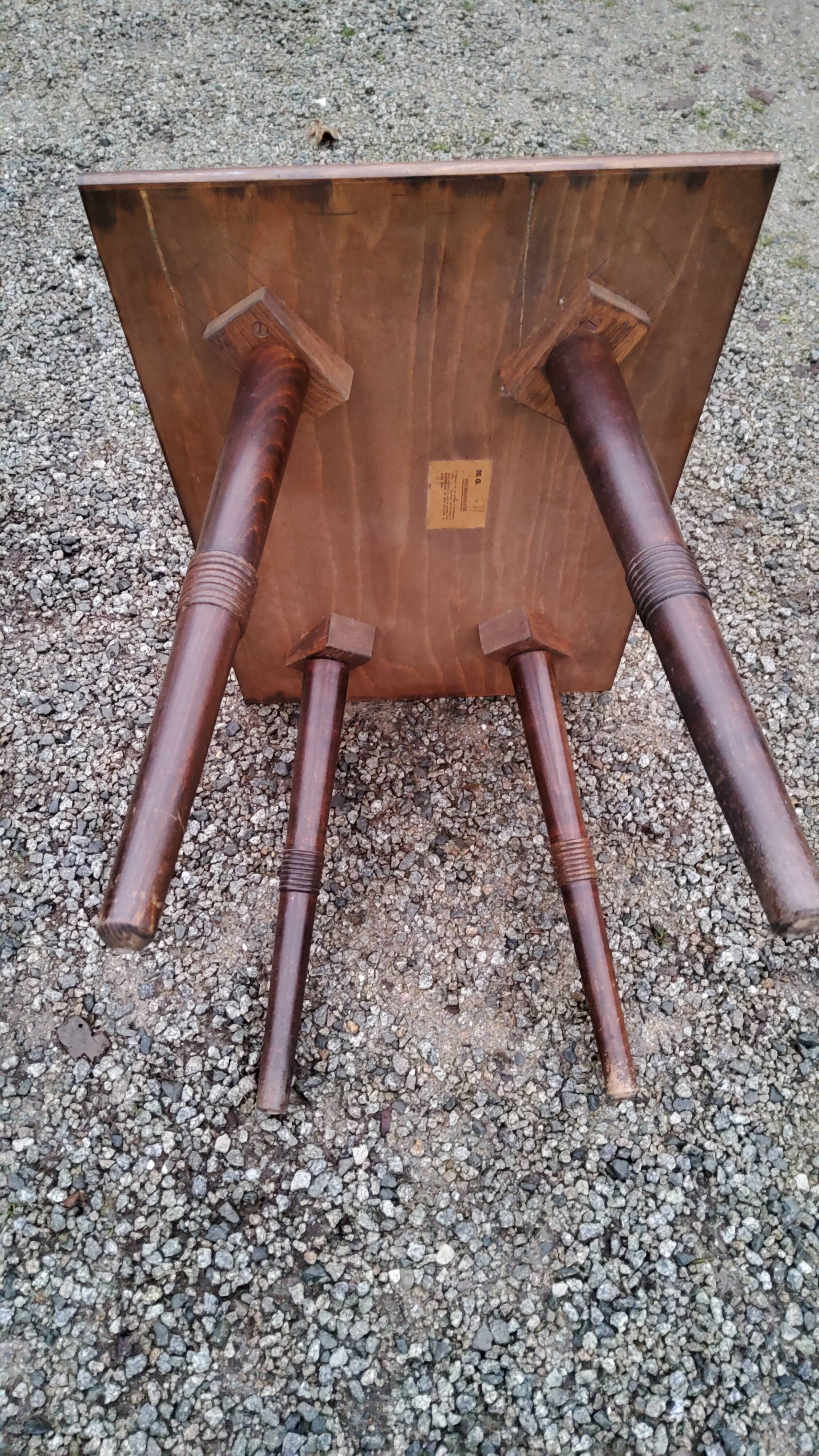 Coffee table of the 60s brutalist compass feet stamped M.G