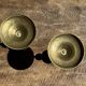 Pair of gilded candlesticks with engraved flower garland motifs H22