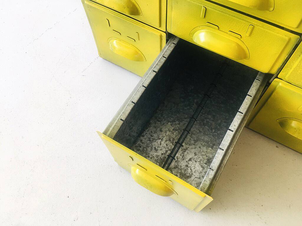 Set of vintage industrial metal drawers