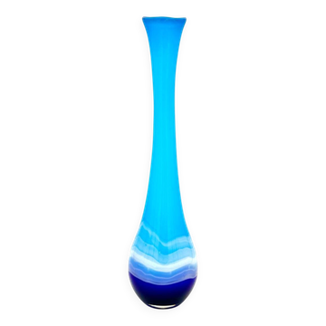 Vase Sculptural "Goccia" 43cm - Verre de Murano Soufflé - Bleu & Latti