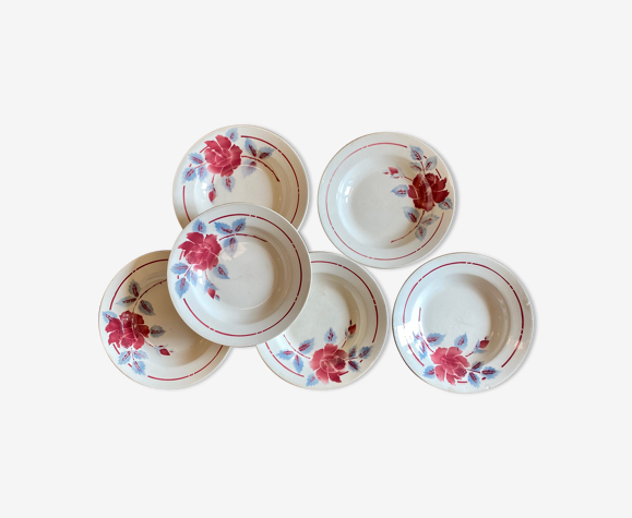 Lot de 6 assiettes creuses vintage Moulin des Loups