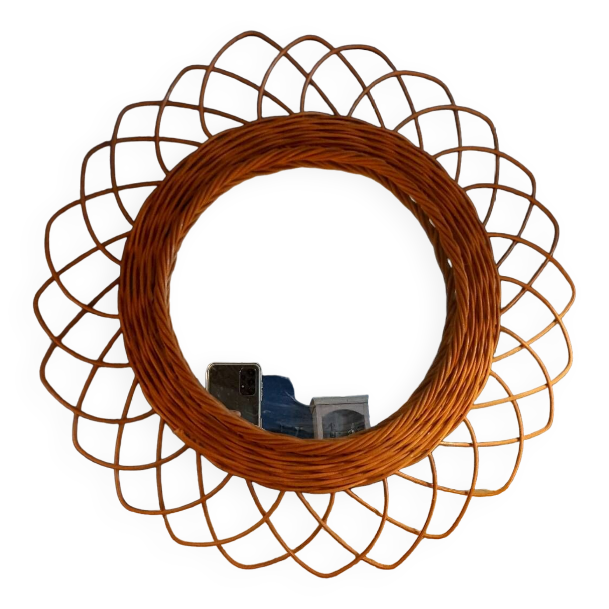Sun mirror. Rattan .vintage