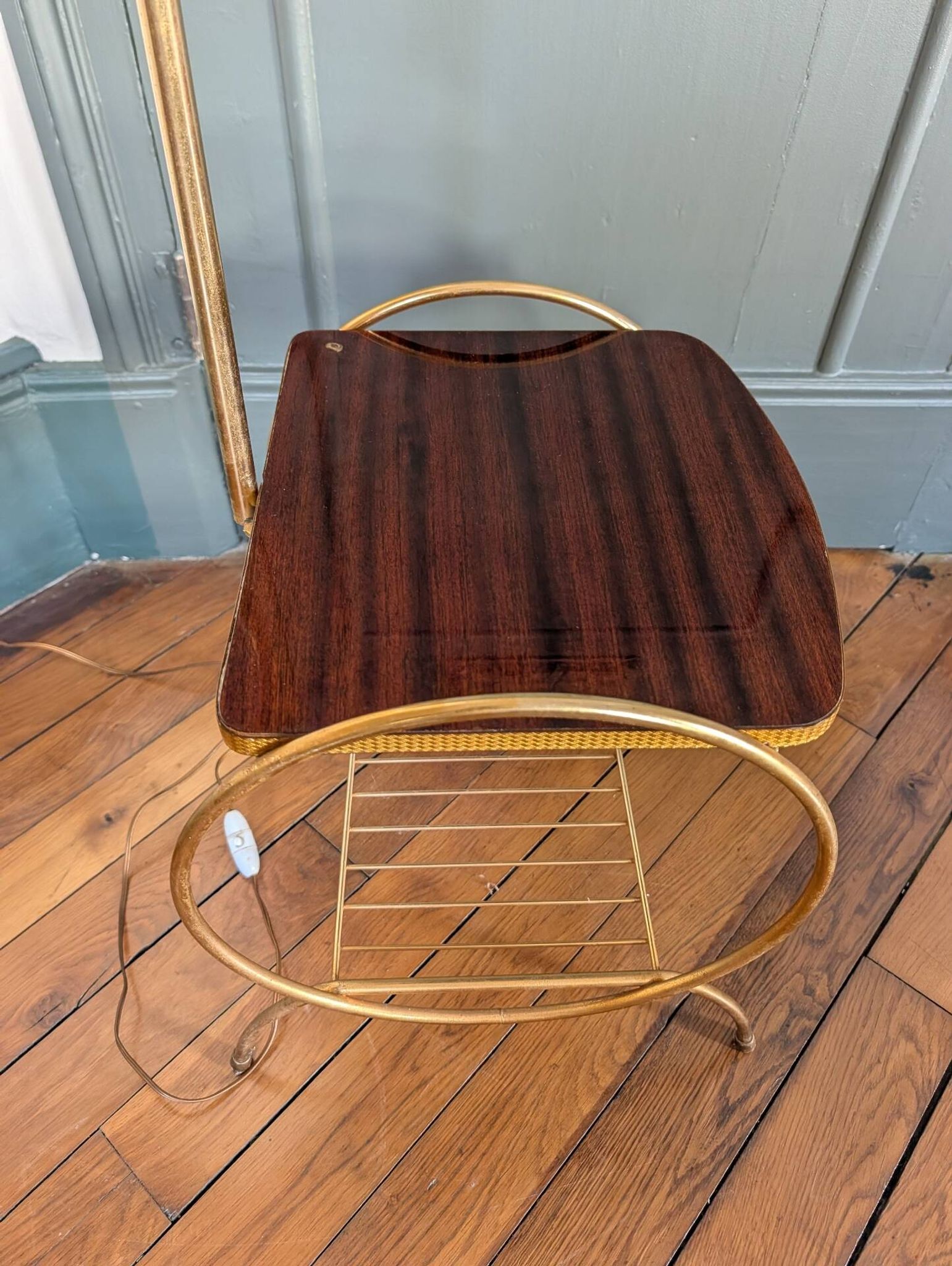1950s reading lamp – Formica and gold metal