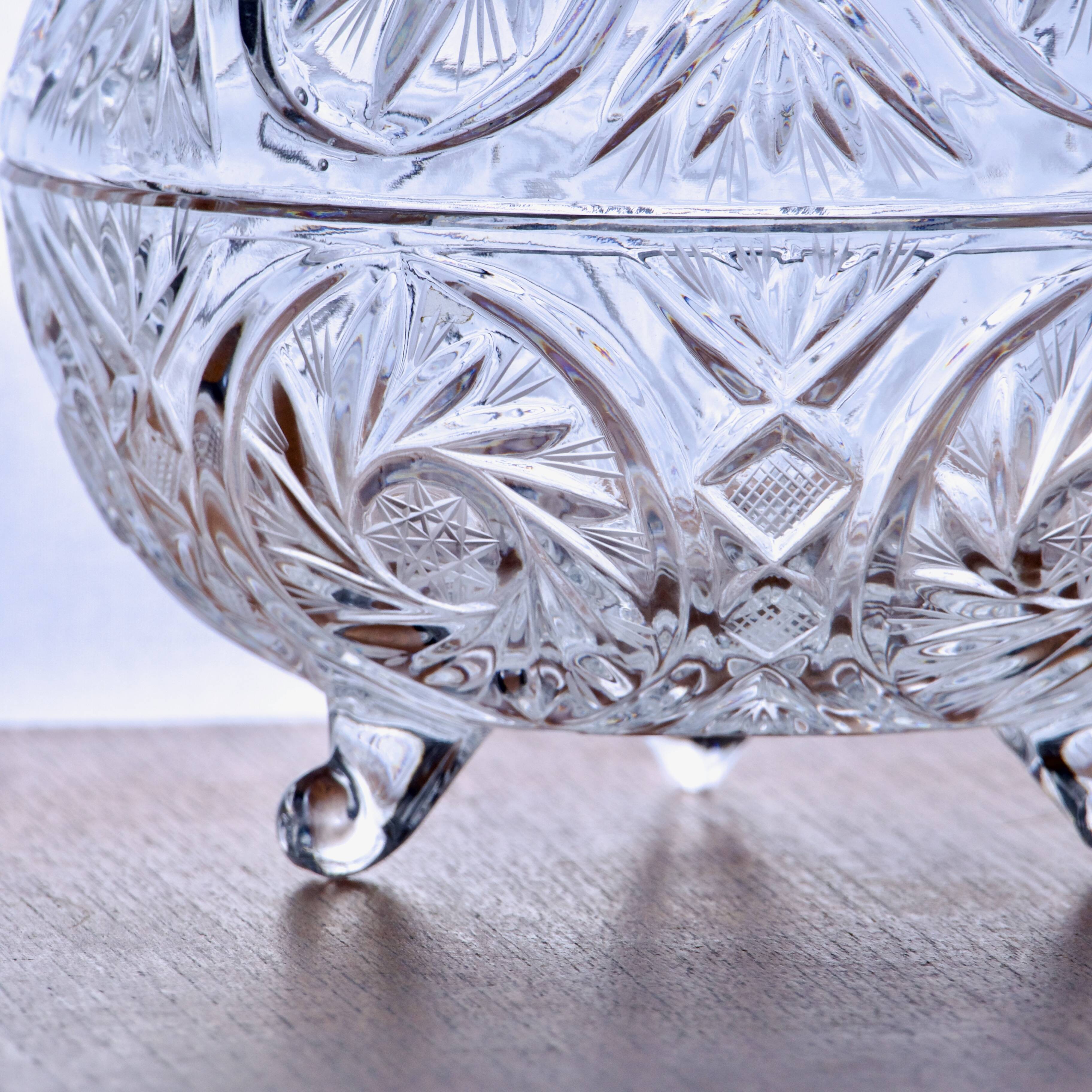 Large antique Bohemian crystal candy dish