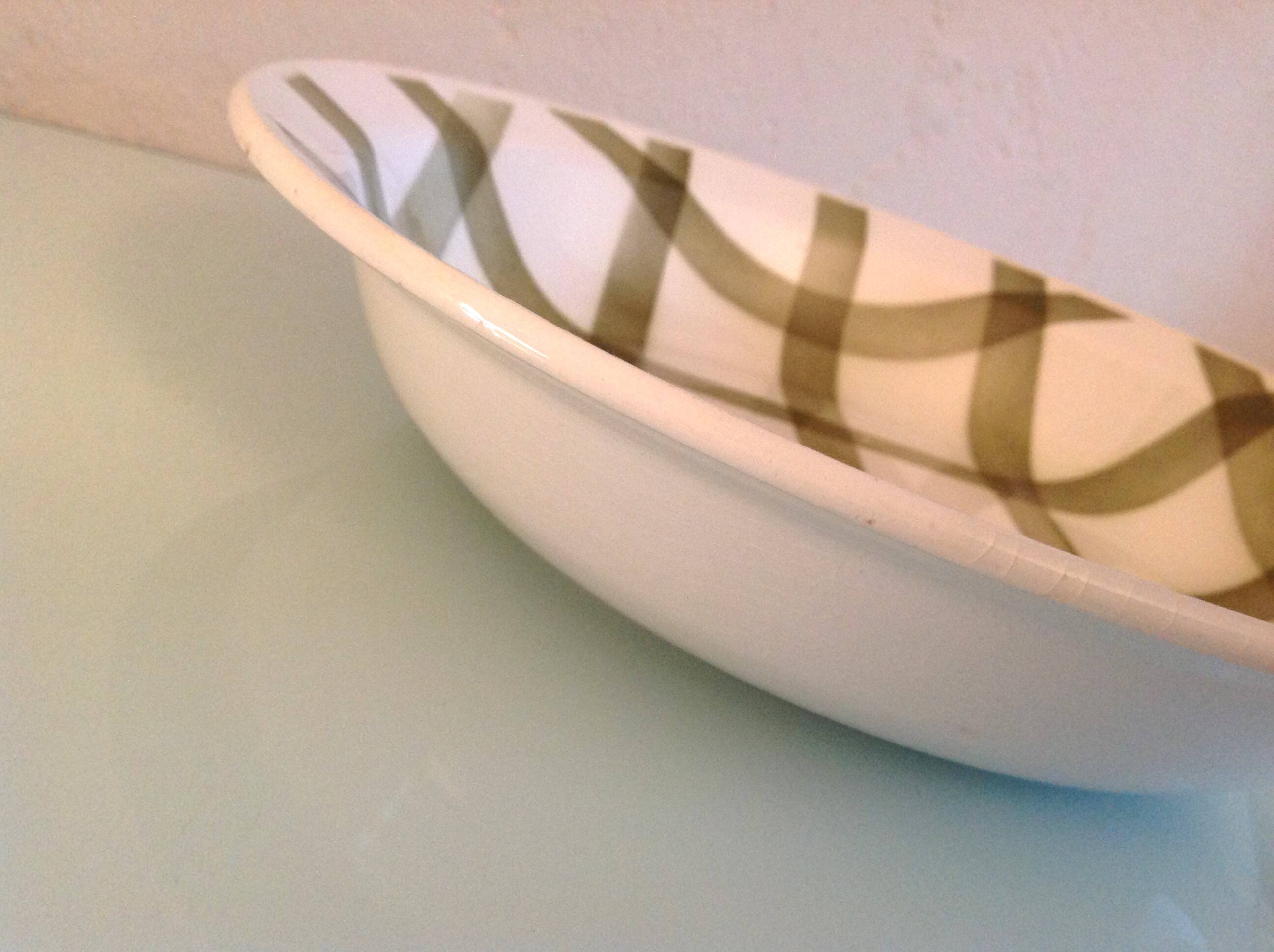 Round hollow dish Moulin des Loups green tablecloth model / 50s-60s