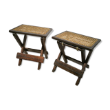 Pair of canned folding stools