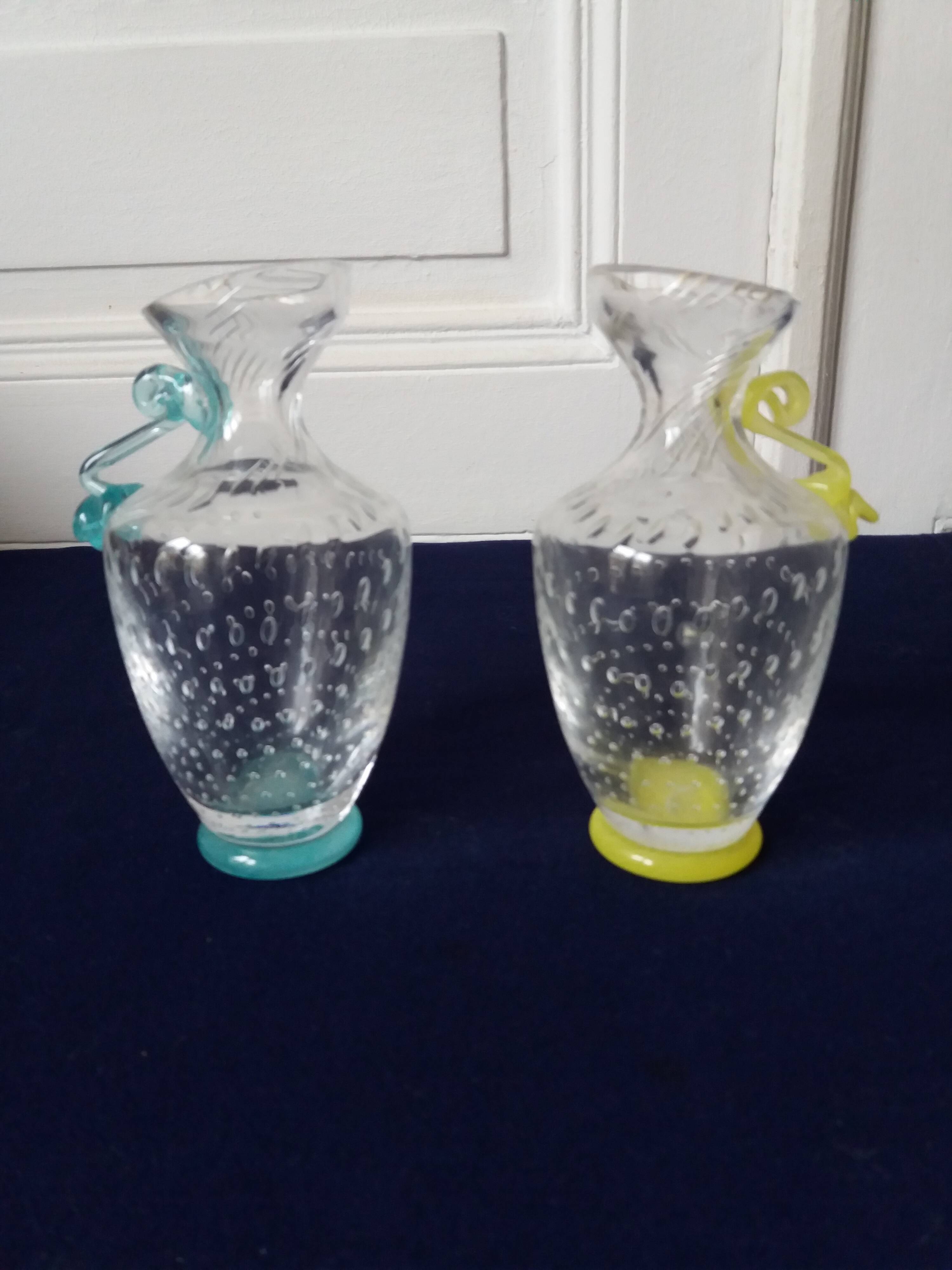 Pair of small Murano glass cruet vases