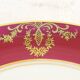 Pair of lunch cup and subcup in porcelain limoges red headband