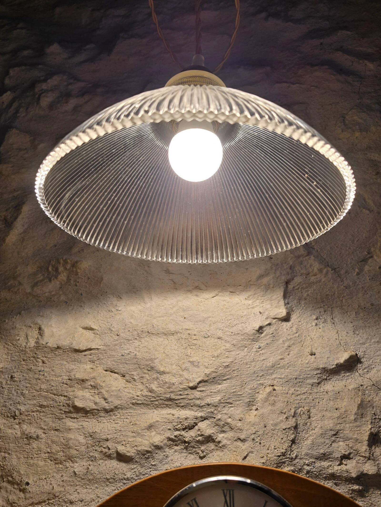 Suspension globe style holophane industriel vintage