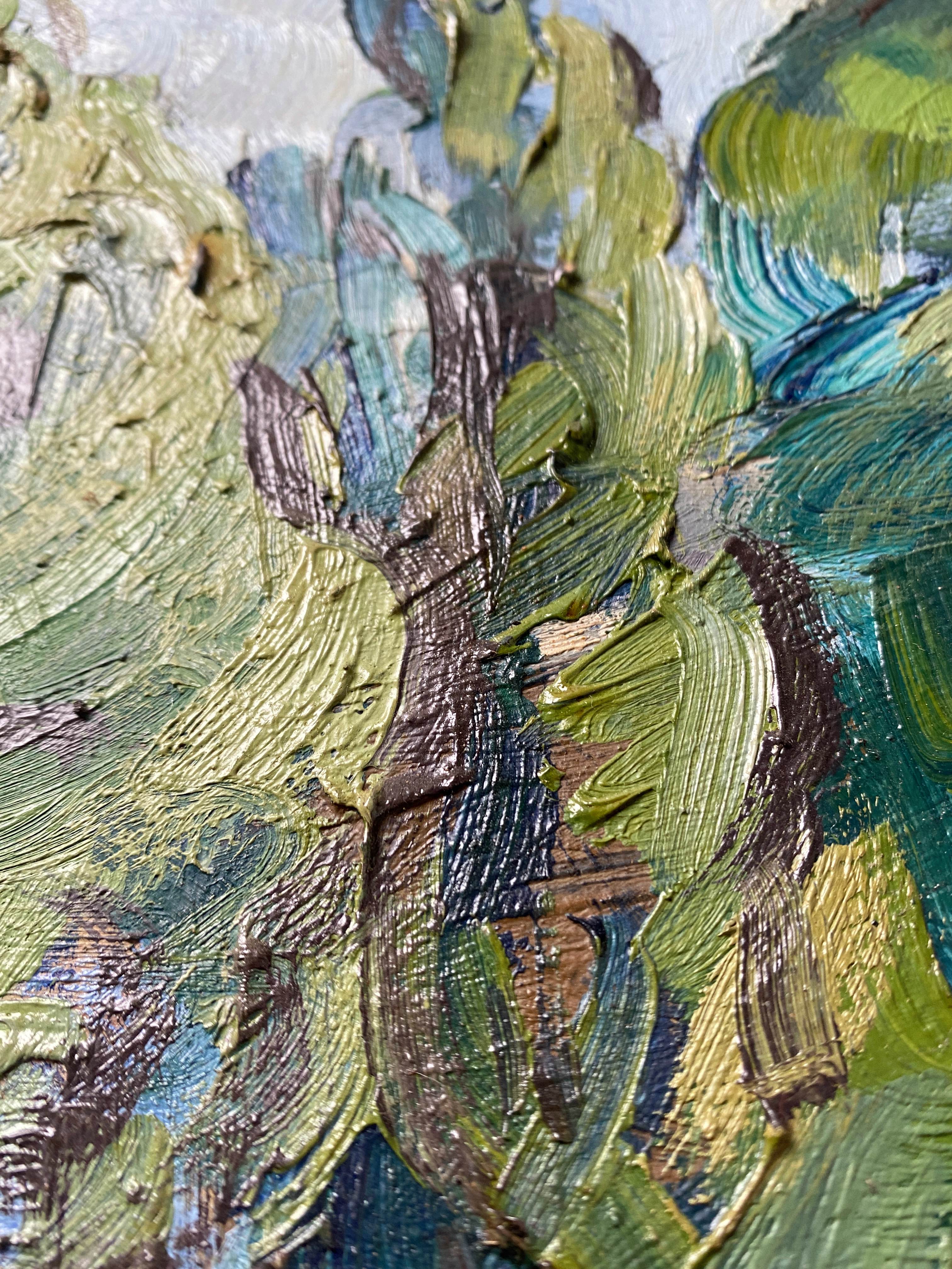 HST painting "Sunny landscape and wooded village" by Marcel GAULT (1899-1989)