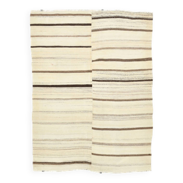 5x7 Kilim Beige & Cream Striped Kilim Rug, 161x211Cm