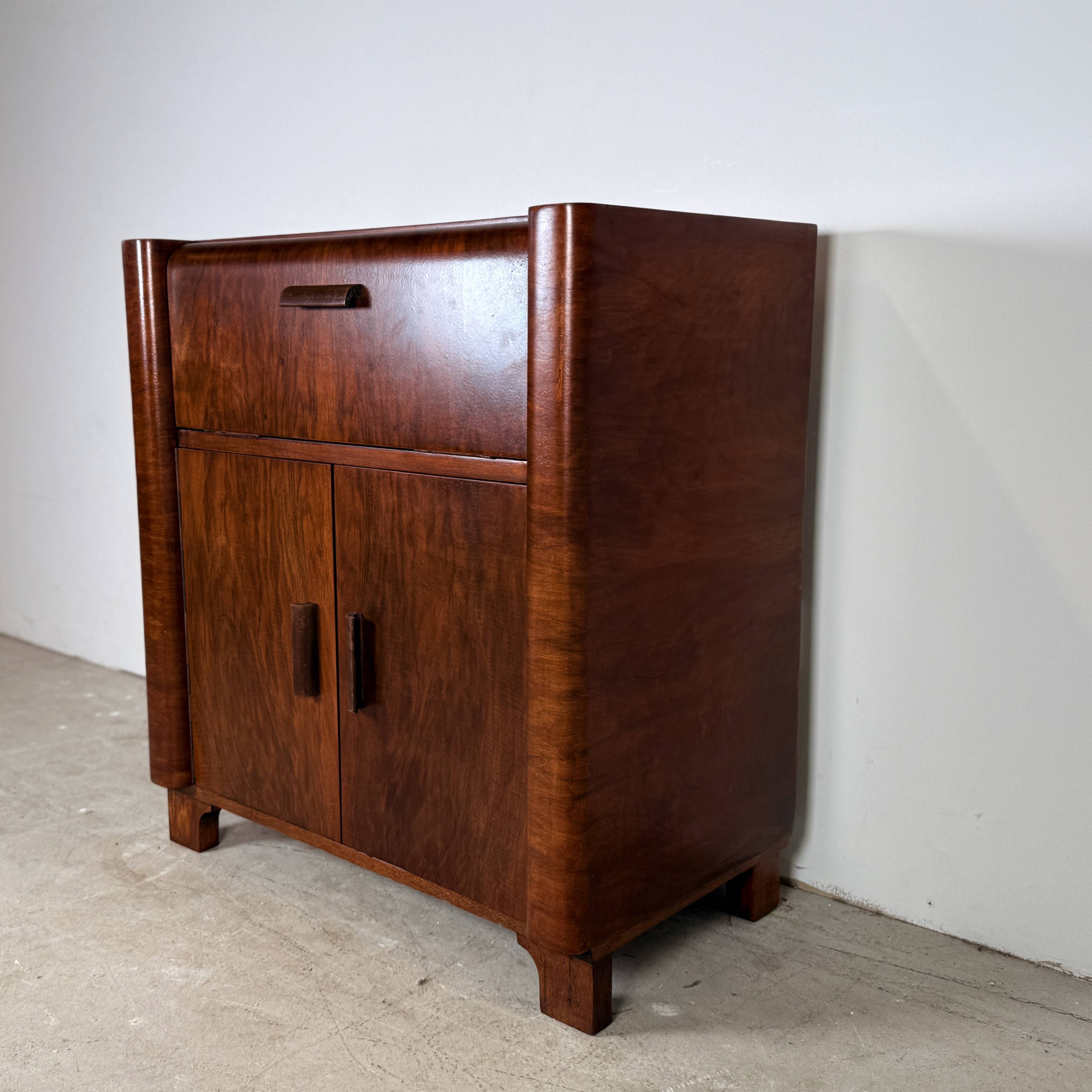 Art Deco audio cabinet with pull-out drawer