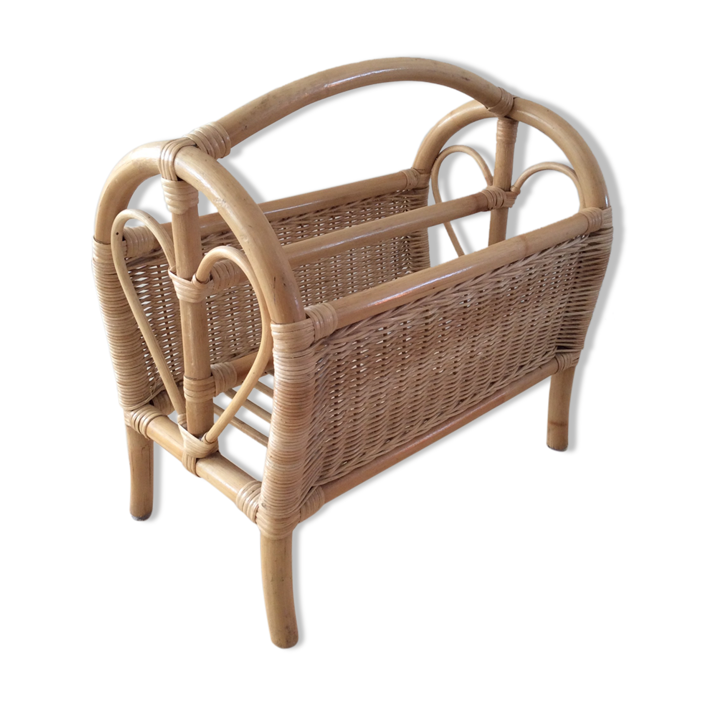 Vintage magazine holders from the 70s in rattan