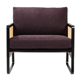 Fauteuil cannage prune bois noir