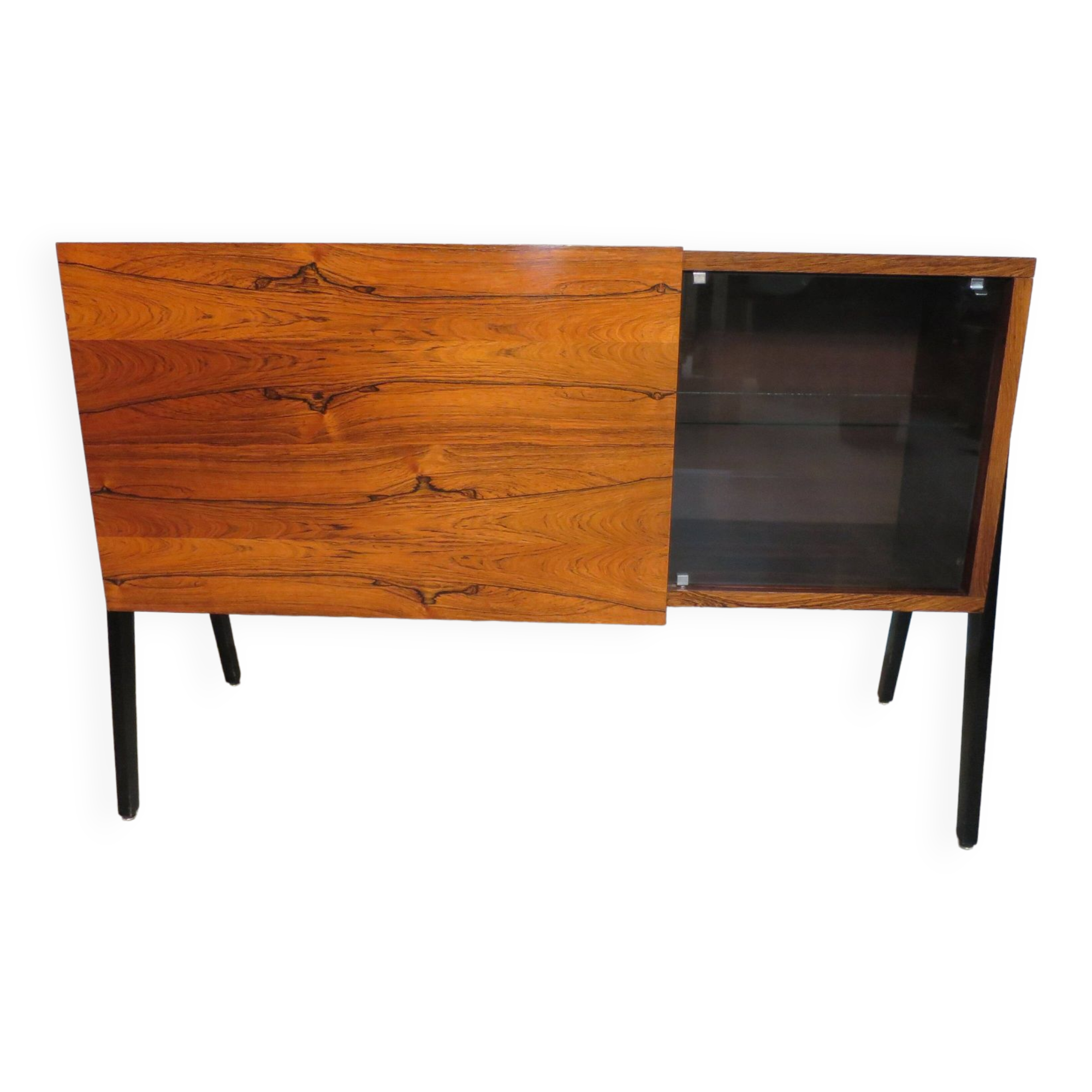 Small rosewood bar lounge sideboard with compass legs