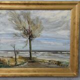 Scandinavian modern painting, 1929, Oil on board.