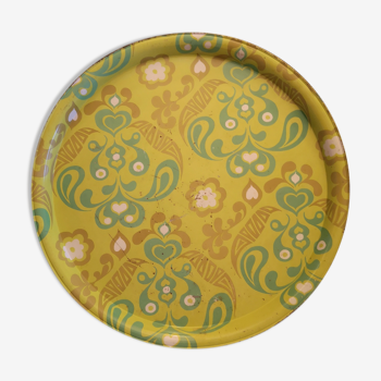 Metal service tray floral patterns - 1970s