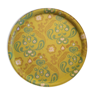 Metal service tray floral patterns - 1970s