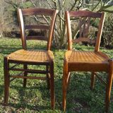 2 straw bistro chairs