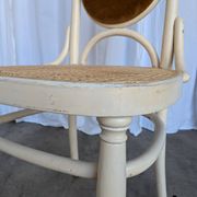 Vintage Thonet Bentwood Dining Chair: Cane Seat, Yellow Fabric Back