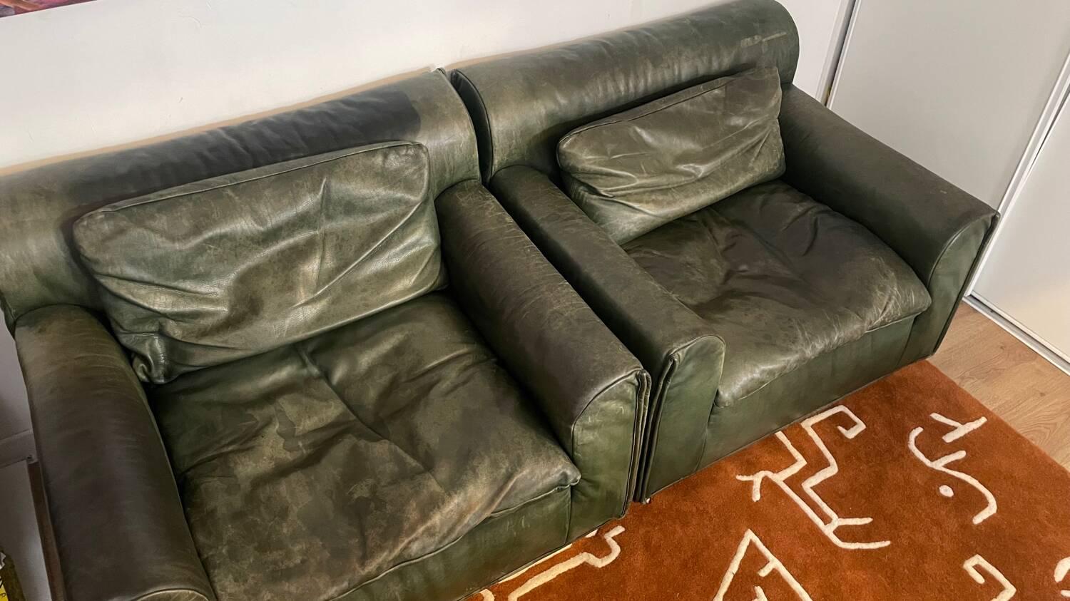 Chaises Knoll en cuir vert