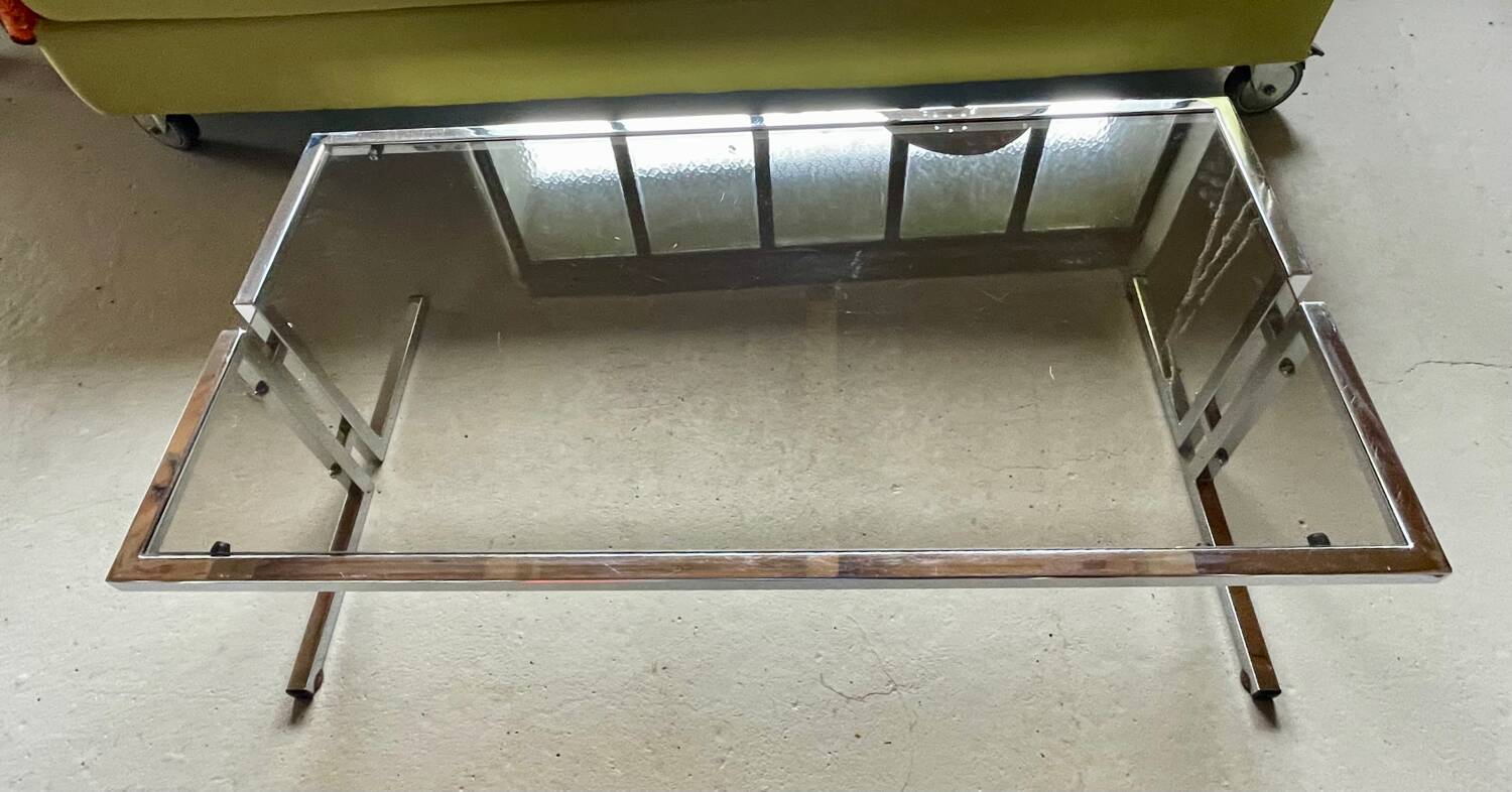 Vintage chrome and glass lounge table 1970
