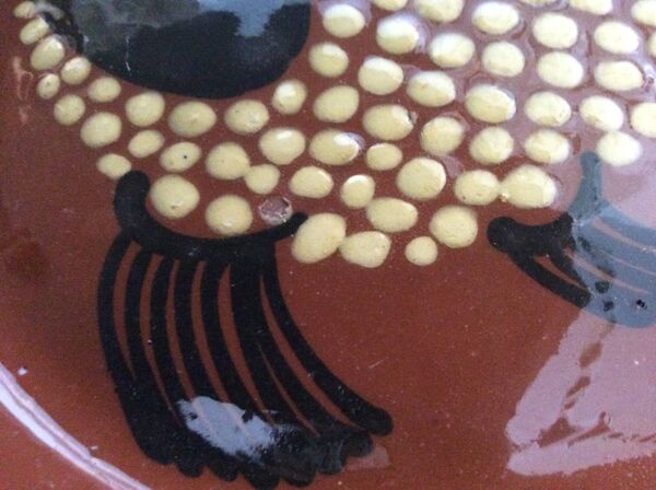 Plat en terre cuite vernissée poisson