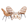 Ensemble de sièges en rotin Art Déco conçu par Alna Fuchs, chaises et table, Tchéquie, années 1940