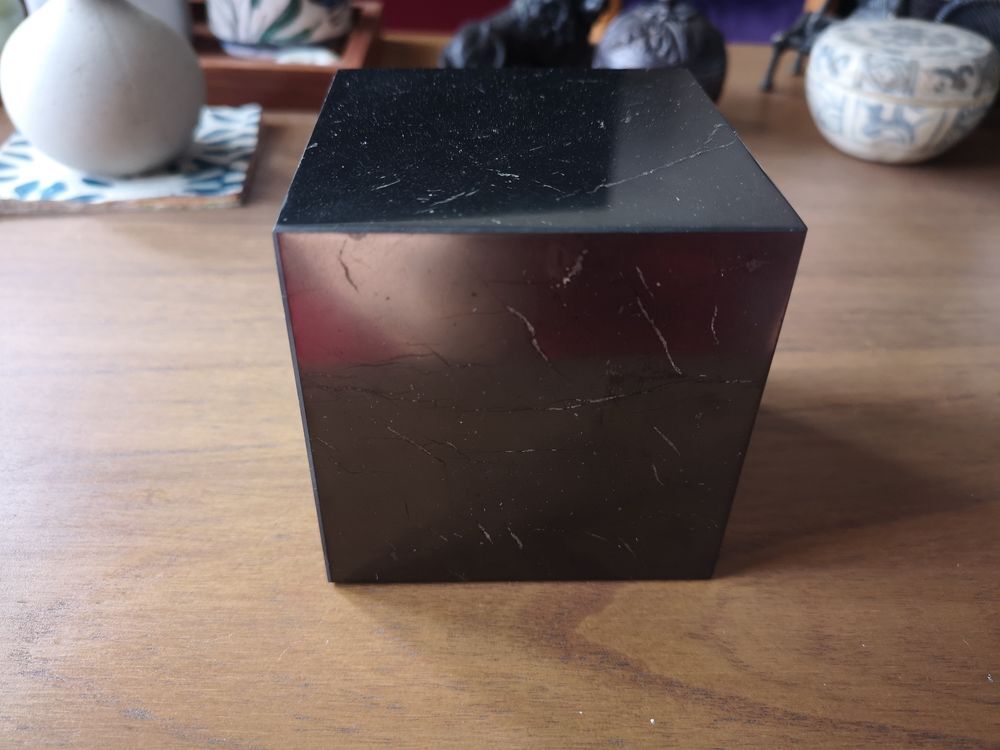 Presse papier / serre livre cube marbre noir - années 1970