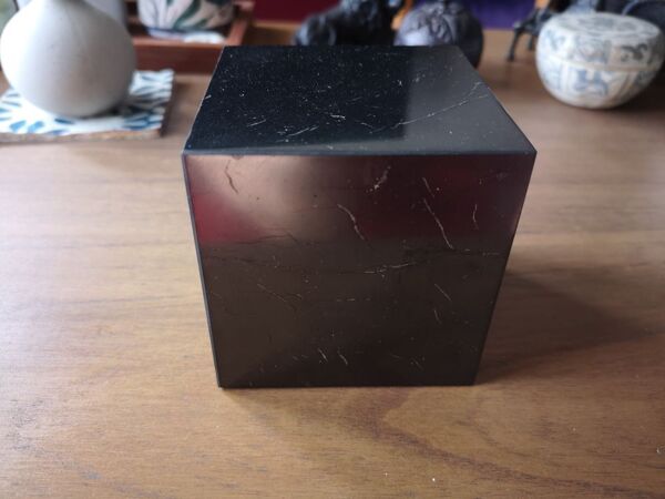 Presse papier / serre livre cube marbre noir - années 1970