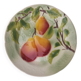 Old dessert plate in barbotine, St Clément factory