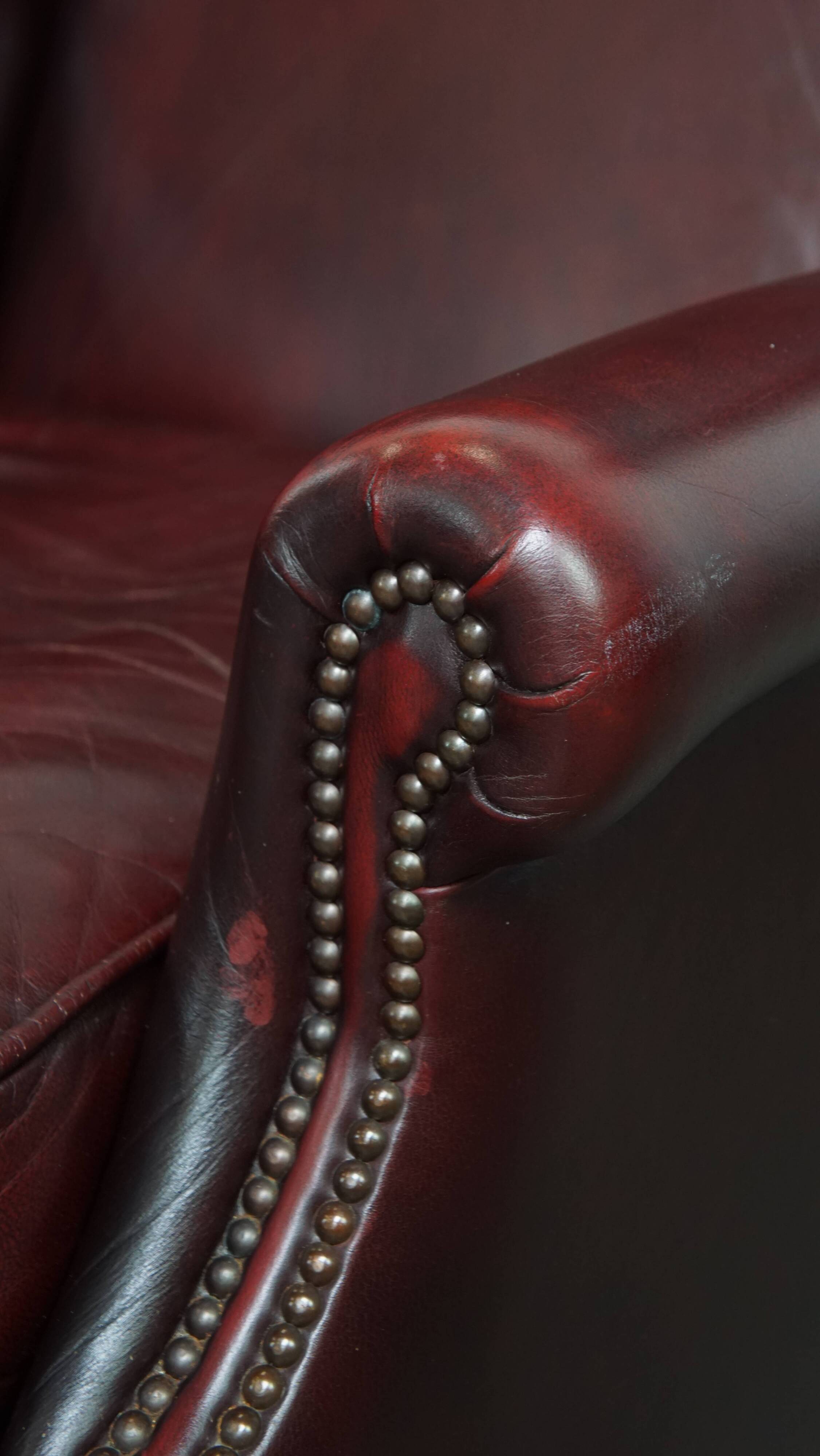 Set of 2  Cowhide Leather Wingback Chairs in English Style