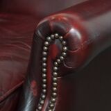 Set of 2  Cowhide Leather Wingback Chairs in English Style