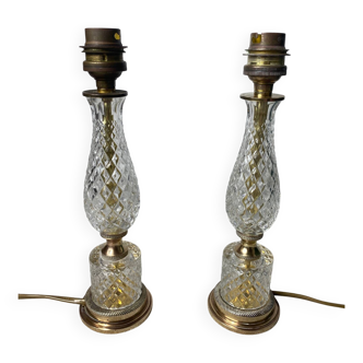Pieds de lampe en cristal et bronze