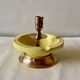 Large vintage brass and yellow glazed ceramic candle holder-ashtray