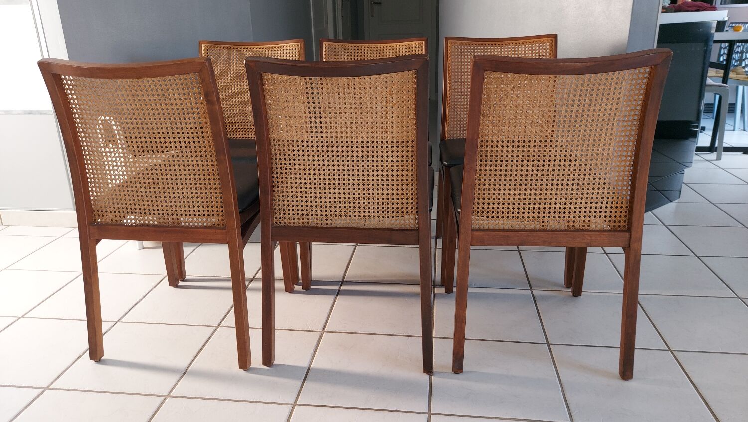 Suite of 6 vintage Scandinavian teak chairs 1970