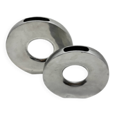 Pair of "donut" vases in aluminium cast, Italy, 1980s